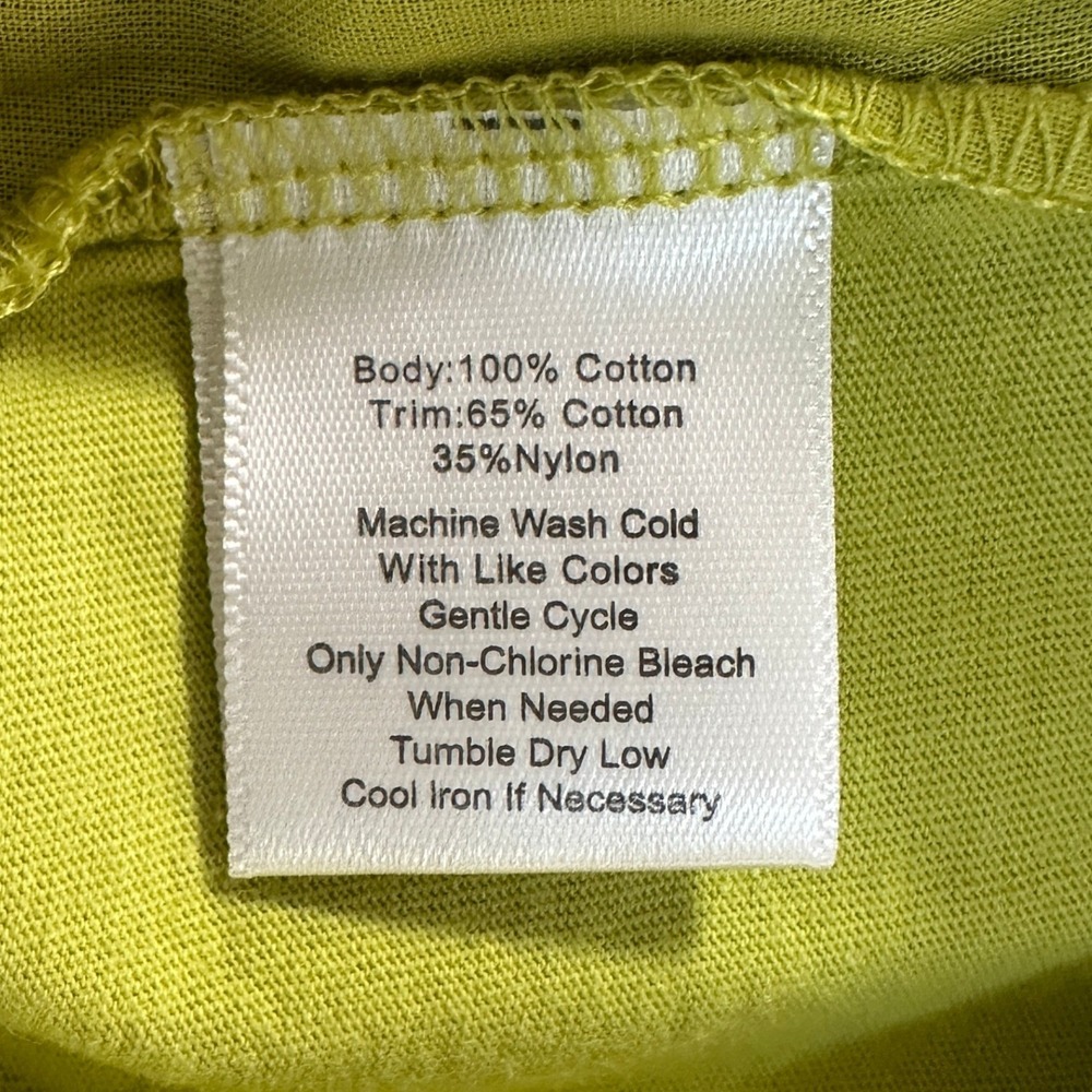 Calligraphie Blouse M Lime Green Cotton Crochet Lace Flutter Sleeve Top - Picture 3 of 9